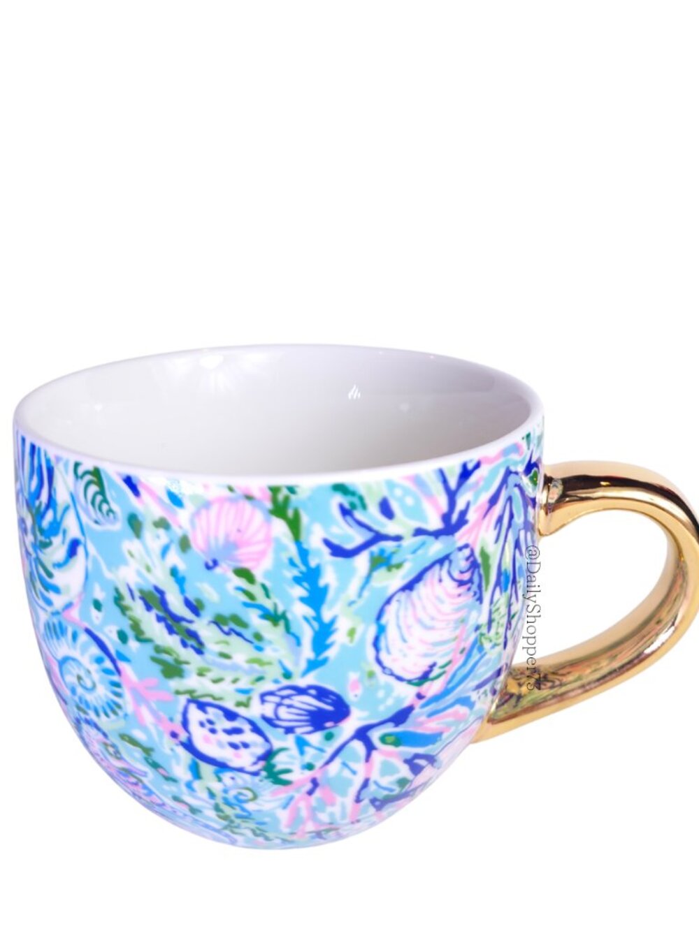 Lilly Pulitzer Surf Blue Soleil It On Me & Gold Ceramic Mug